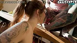 tattooed goth lesbians finger gaping assholes with dildos