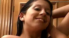 young brunette babe teases with slow seductive licks