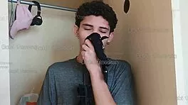 i caught him sniffing my panties then gave him my wet goth pussy