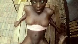 ebony babe's thrilling outdoor romp with white boyfriend outdoors