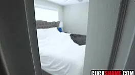 cuck hubby spies on his milf wife deepthroating that monster black cock 😏 rough interracial! 🔥