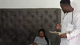 oh damn this doctor rips my clothes and pounds my young pussy with his huge black cock doggystyle!