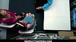 Tiny teen and busty blonde caught shoplifting strike hot deal with officer