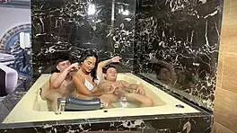 Sexy latina joins friend gets pounded hard in jacuzzi 🛁💦🍑