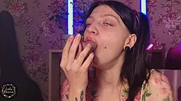 Cute Petite Brunette Toys Small Tits Pussy with Dildo Solo