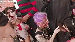 Halloween anal frenzy ignites mina k maily presly camila