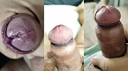 i jerk my small foreskin cock watching my young gf squirt on her tasty pussy and tits - part 17