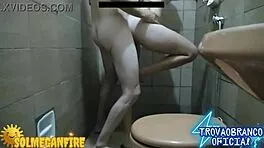 Redhead wife grabbed in bathroom for hard pounding milk creampie weak legs