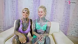 Inked Teens Gape Ass to Mouth in Wild Threesome Orgy