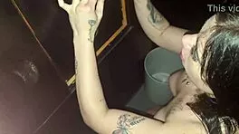 hubby films me sucking stranger's cock at swingers gloryhole voyeur