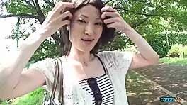 this asian babe sucked cock in the van then showered off
