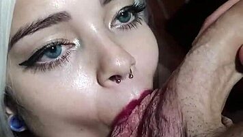 Blonde Teen 18+ Smearing Lipstick During Deep Blowjob With Cute Amateur Flair
