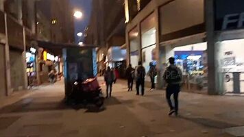 Risky McDonald's bathroom bang with cum on Latina ass!