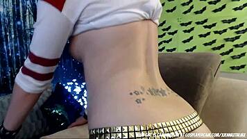 Harley Quinn Cosplayer Strips Goods