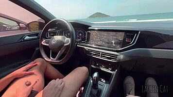 Stop the car at the beach, I want that delicious cumshot.