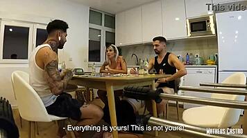 teen 18+ brunette gets cum on her pussy after sexy games with friends! 🇵🇹