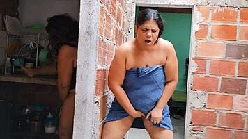 My stepmother's husband is working and i masturbate watching her big ass while she talks to her lover on the phone!