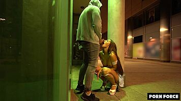Party chick Shaiden Rogue cheats on boyfriend with a risky doggystyle bang in public street.