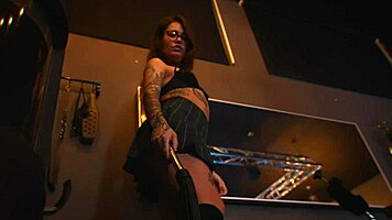 Tattooed Emo Girl in Leather Costume Gets Wet Fucking in BDSM Studio