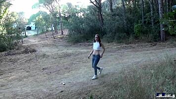 Young American Babe Rides Cock Outdoors in Mountains with Victor Bloom