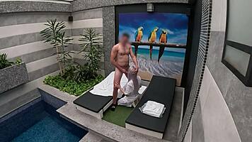 Oh wow, the room service girl gives an amazing blowjob in the private suite!