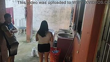 Petite Latina Maid Couldn't Resist My Hard Cock After Wife Left. Rough Bareback Action!