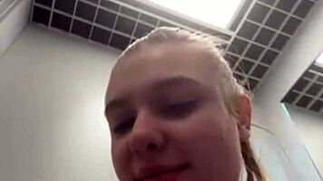 in public, this teen got her pussy creampied after squirting from fingering.