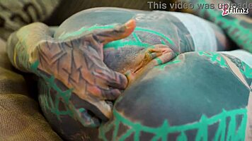 tattooed girl solo anal dildo play