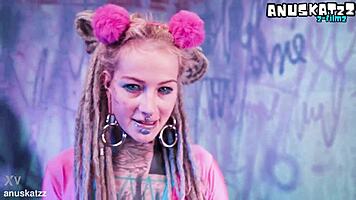 tattooed punk babe toys her ass double deep 😈 anal fingering frenzy