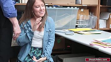 Punish This Brunette Shoplifter's Tight Pussy Now!